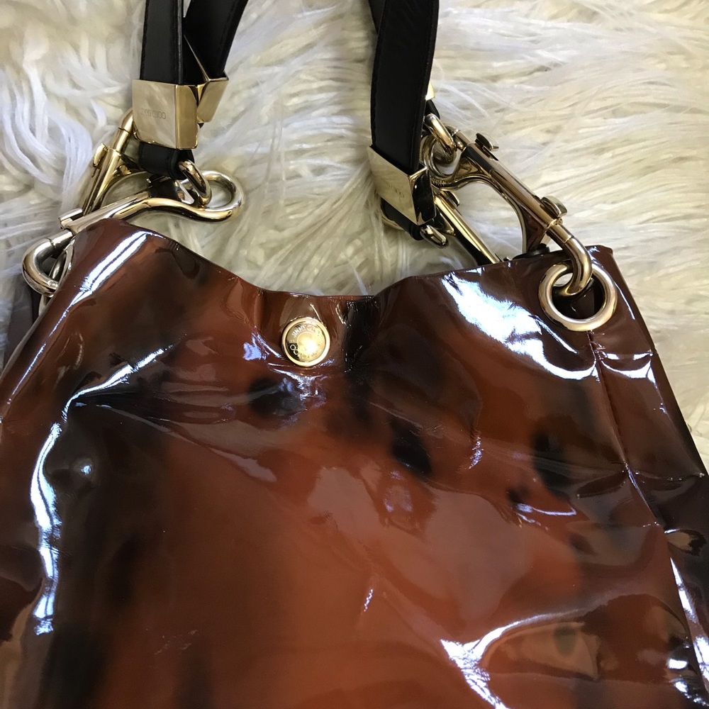 Jimmy Choo Black/ Brown Coated Leather Purse - Picture 6 of 6